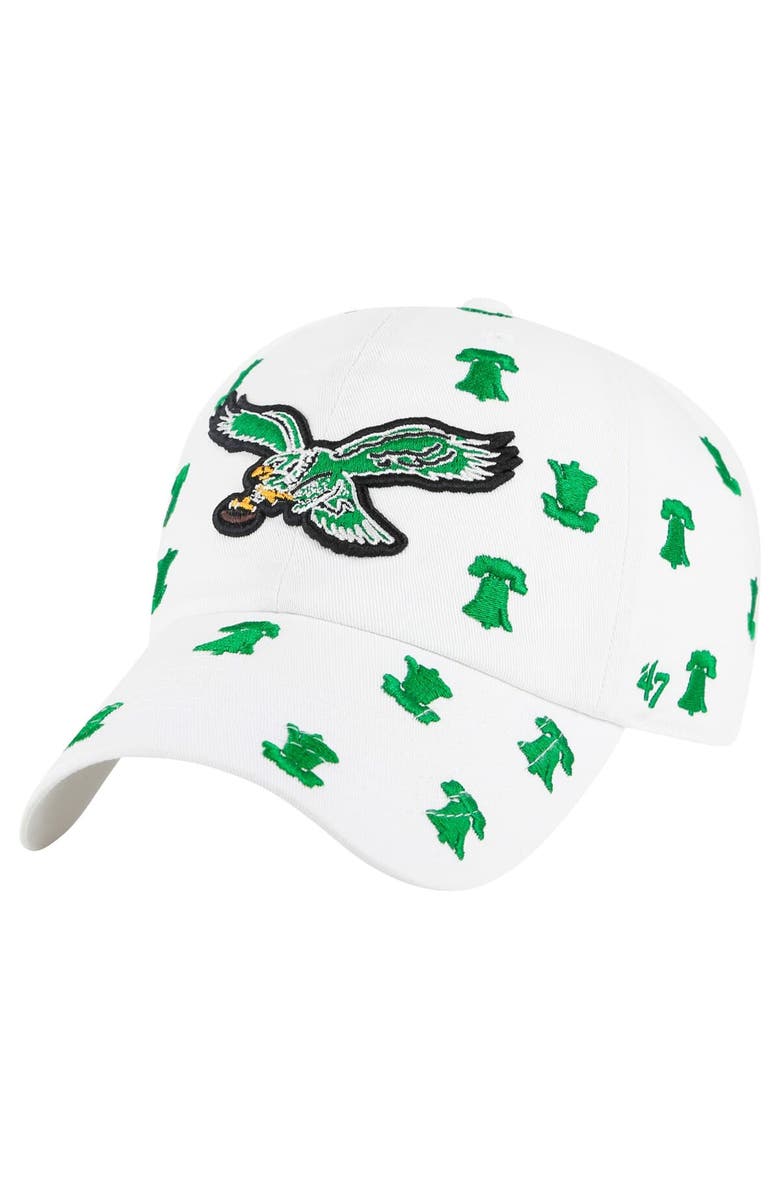 '47 Women's '47 White Philadelphia Eagles Confetti Clean Up Adjustable Hat, Main, color, White