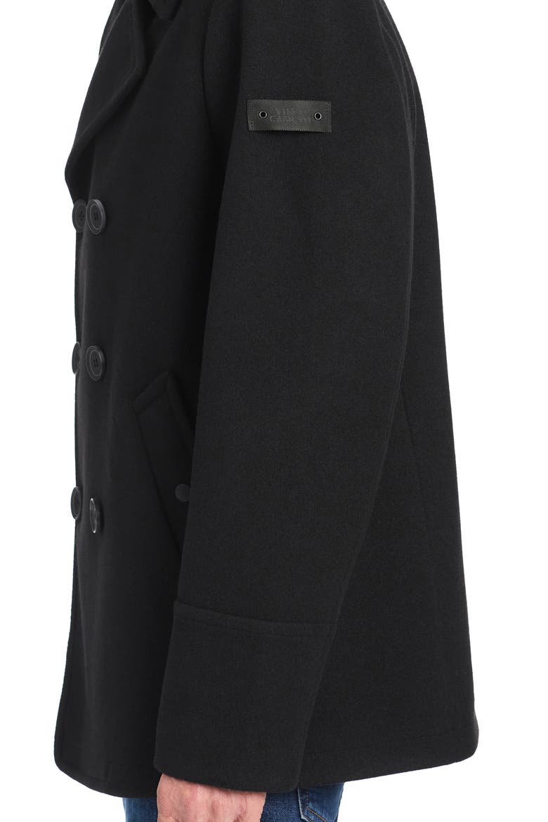 Double Breasted Water Resistant Coat, Alternate, color, BLACK