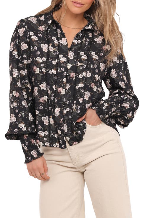 Parsons Floral Lace Trim Button-Up Shirt