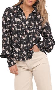 Petal & Pup Parsons Floral Lace Trim Button-Up Shirt
