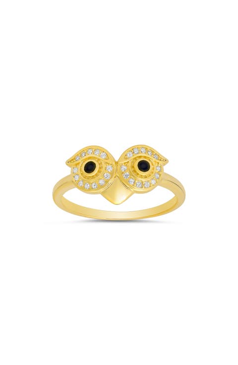Sterling Silver Owl CZ Ring