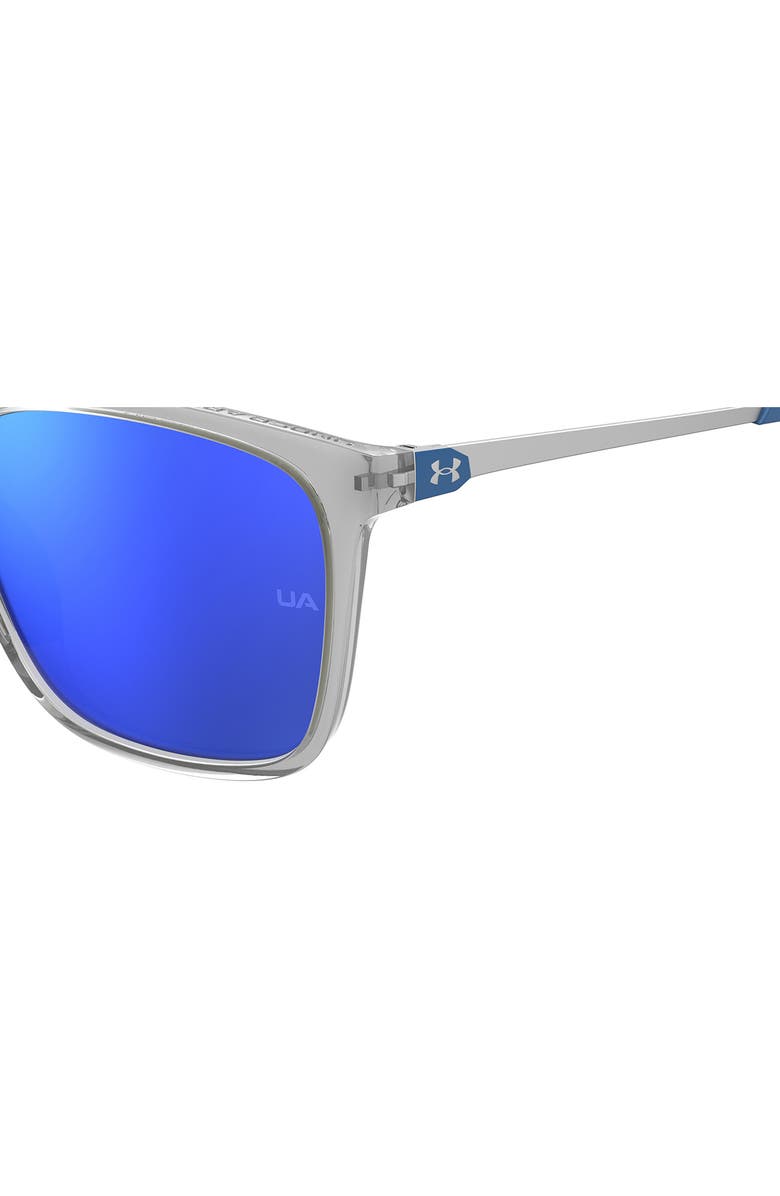 Under Armour UAReliance 56mm Polarized Square Sunglasses, Alternate, color, Crystal Grey / Blue