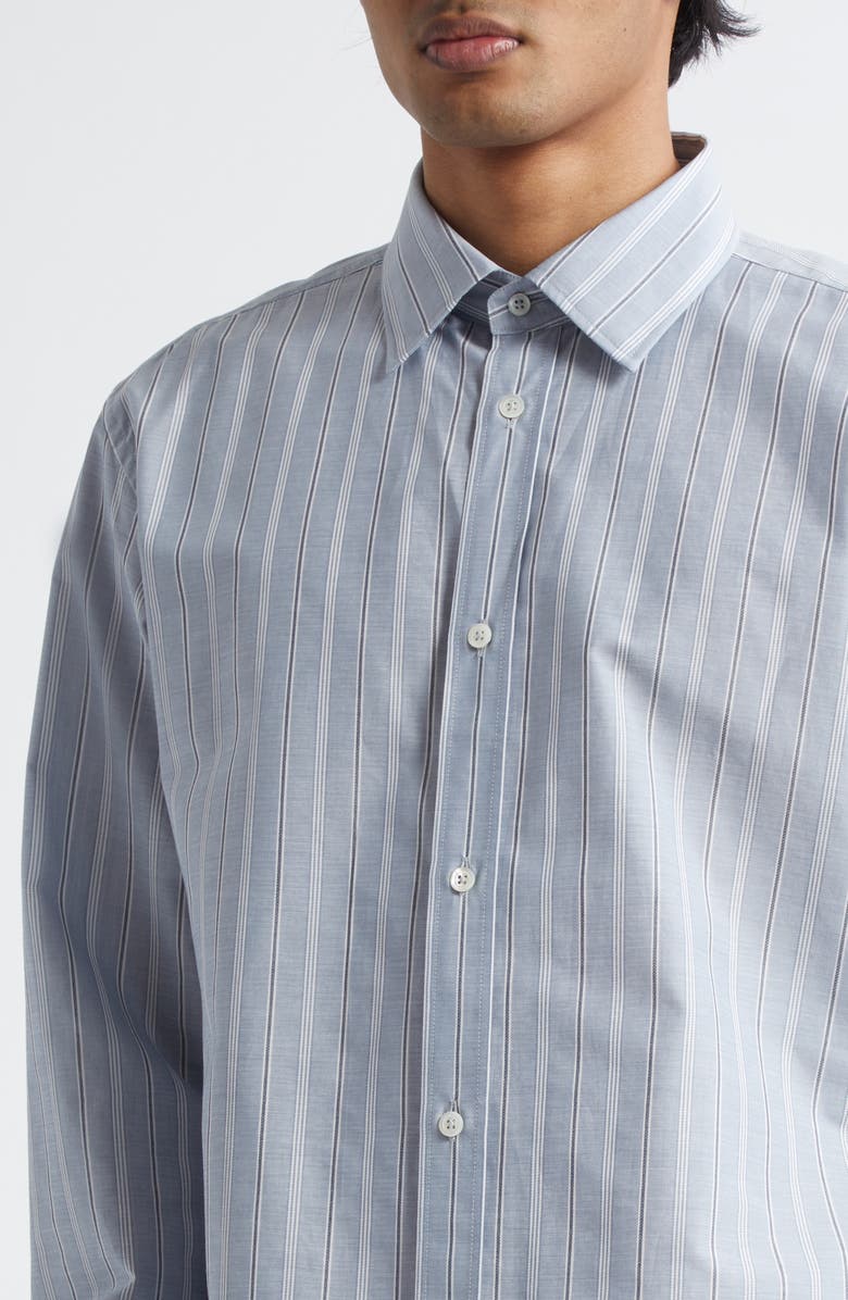 Maison Margiela Stripe Cotton Button-Up Shirt, Alternate, color, Blue