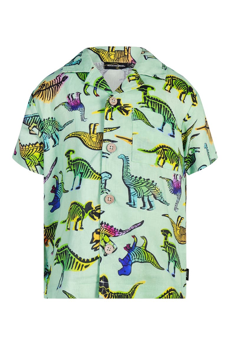 Kids' Dino Print Shirt, Main, color, DINO AQUA