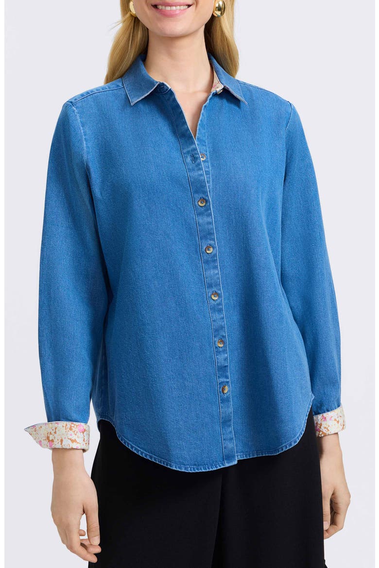 Margie Denim Button-Up Shirt, Main, color, MEDIUM WASH