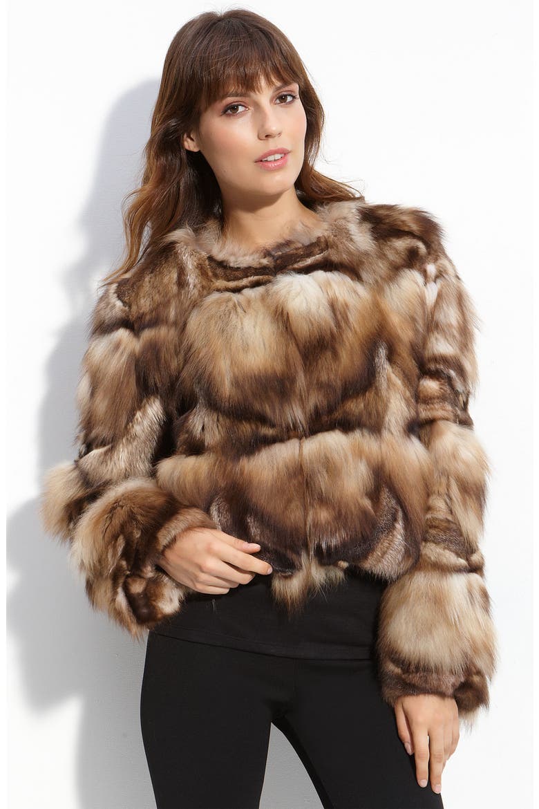 Silver Fox Fur Jacket, Main, color, GOLD