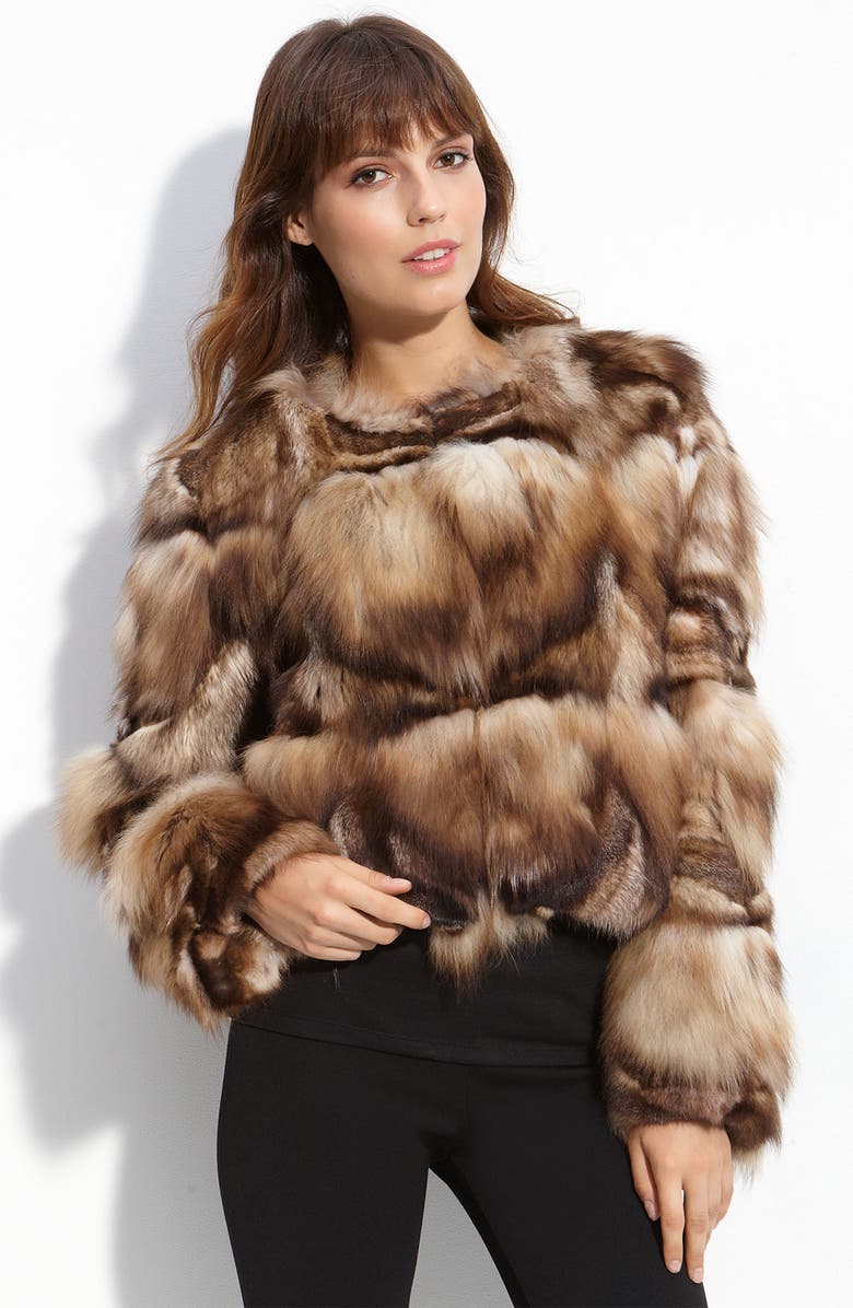 Blue Duck Silver Fox Fur Jacket, Main, color, 