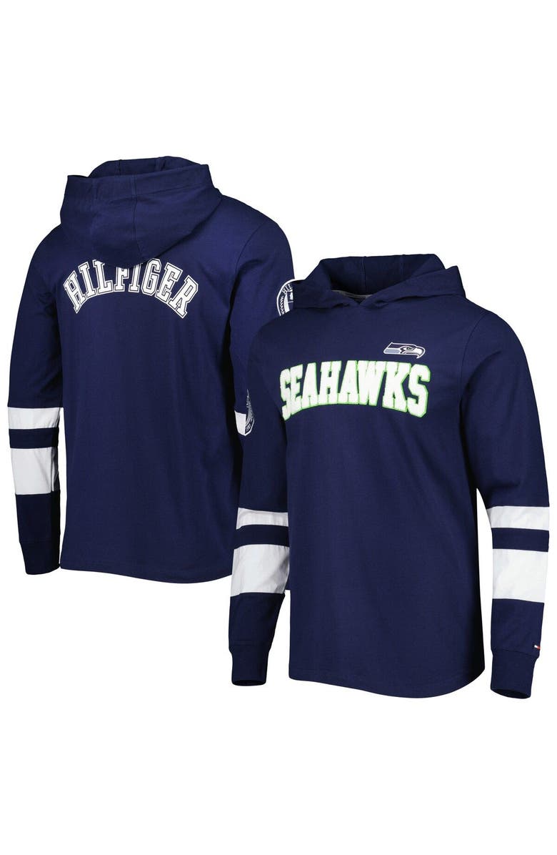 Tommy Hilfiger Men's Tommy Hilfiger College Navy/White Seattle Seahawks Alex Long Sleeve Hoodie T-Shirt, Main, color, Navy