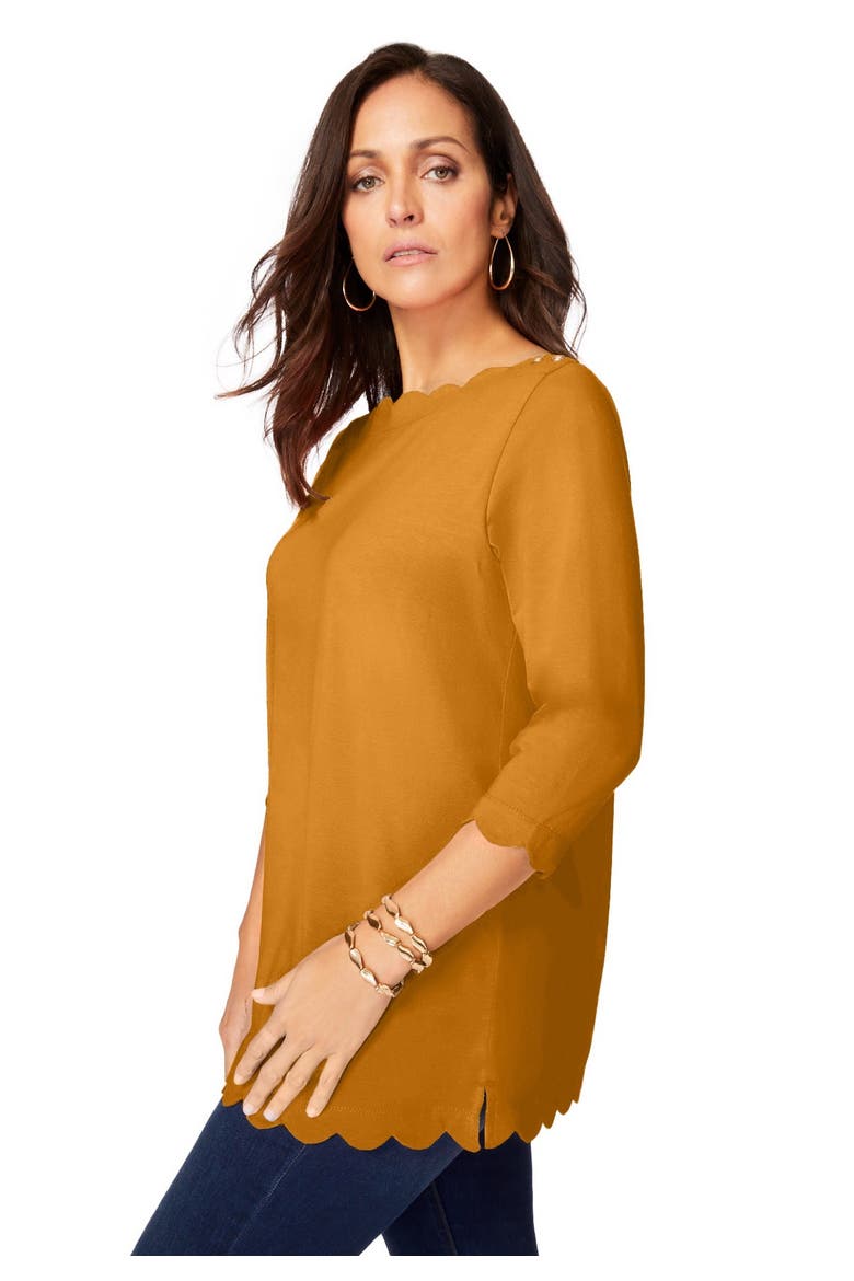 Scallop Boatneck Tunic, Alternate, color, RICH GOLD