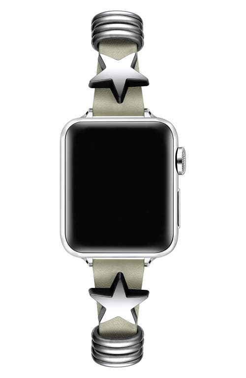 The Posh Tech Austin Star Leather Apple Watch® Watchband In Chalk