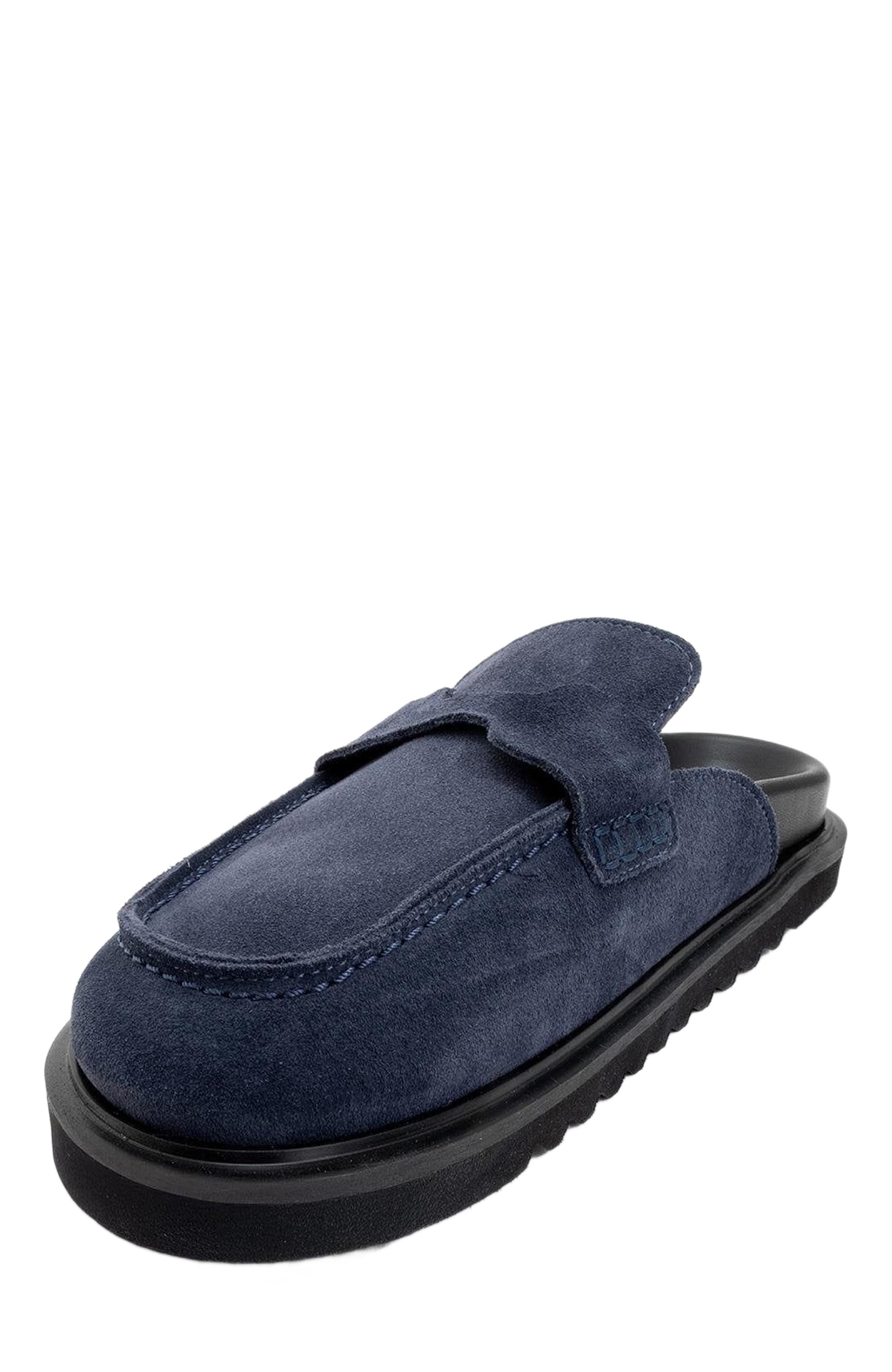 Laven Suede Leather Clogs, Alternate, color, Navy Suede Leather