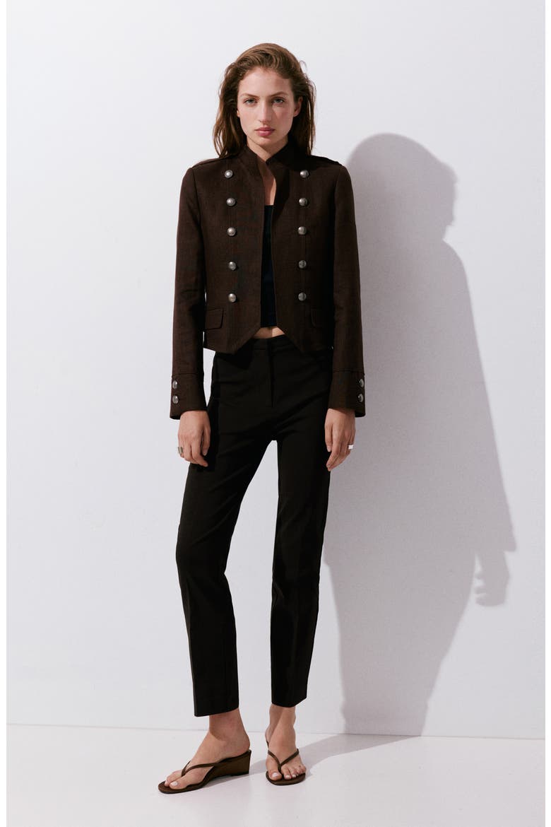 Crop Straight Leg Pants, Alternate, color, CHOCOLATE