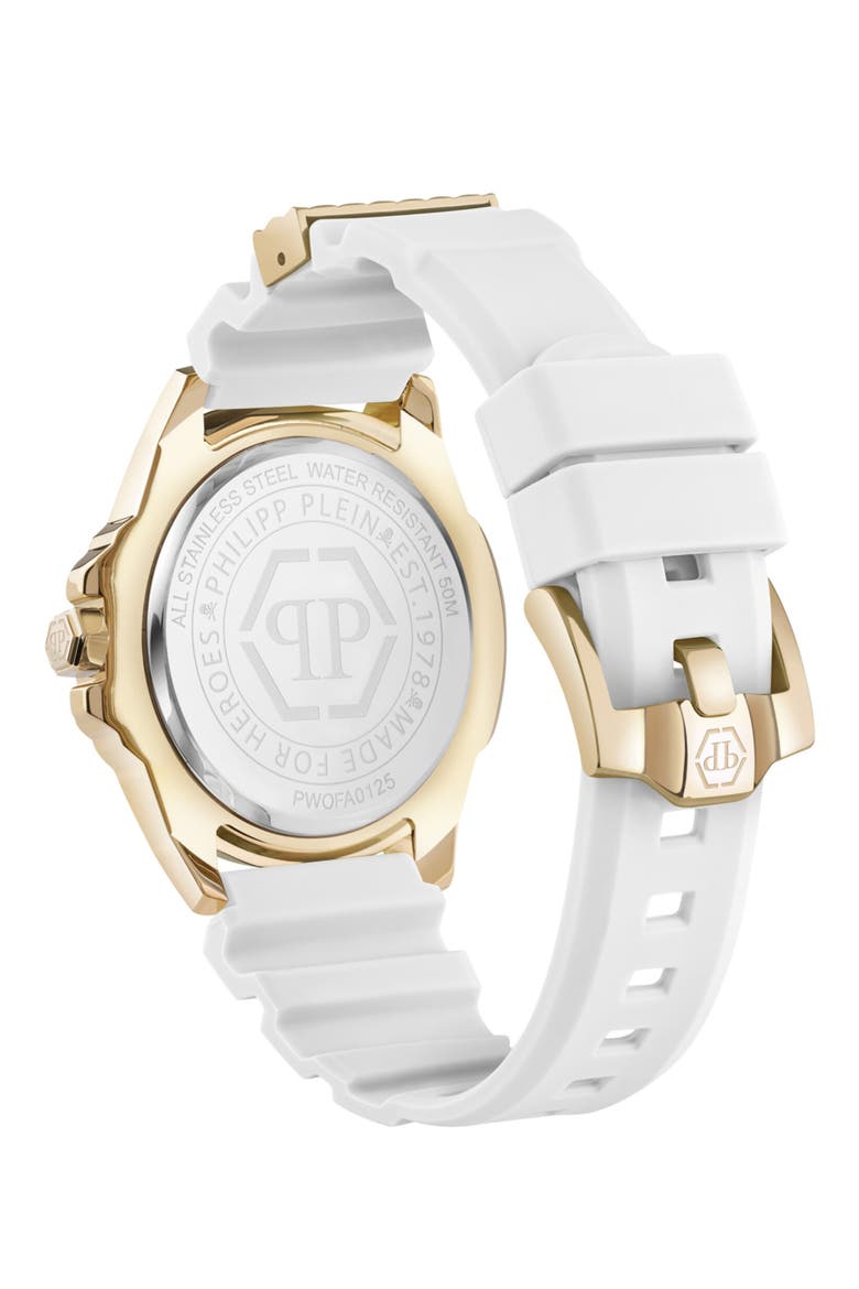 Plein Majesty Silicone Strap Watch, 38mm, Alternate, color, GOLD1