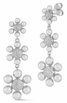 GLAZE JEWELRY Pavé Cubic Zirconia Flower Drop Earrings