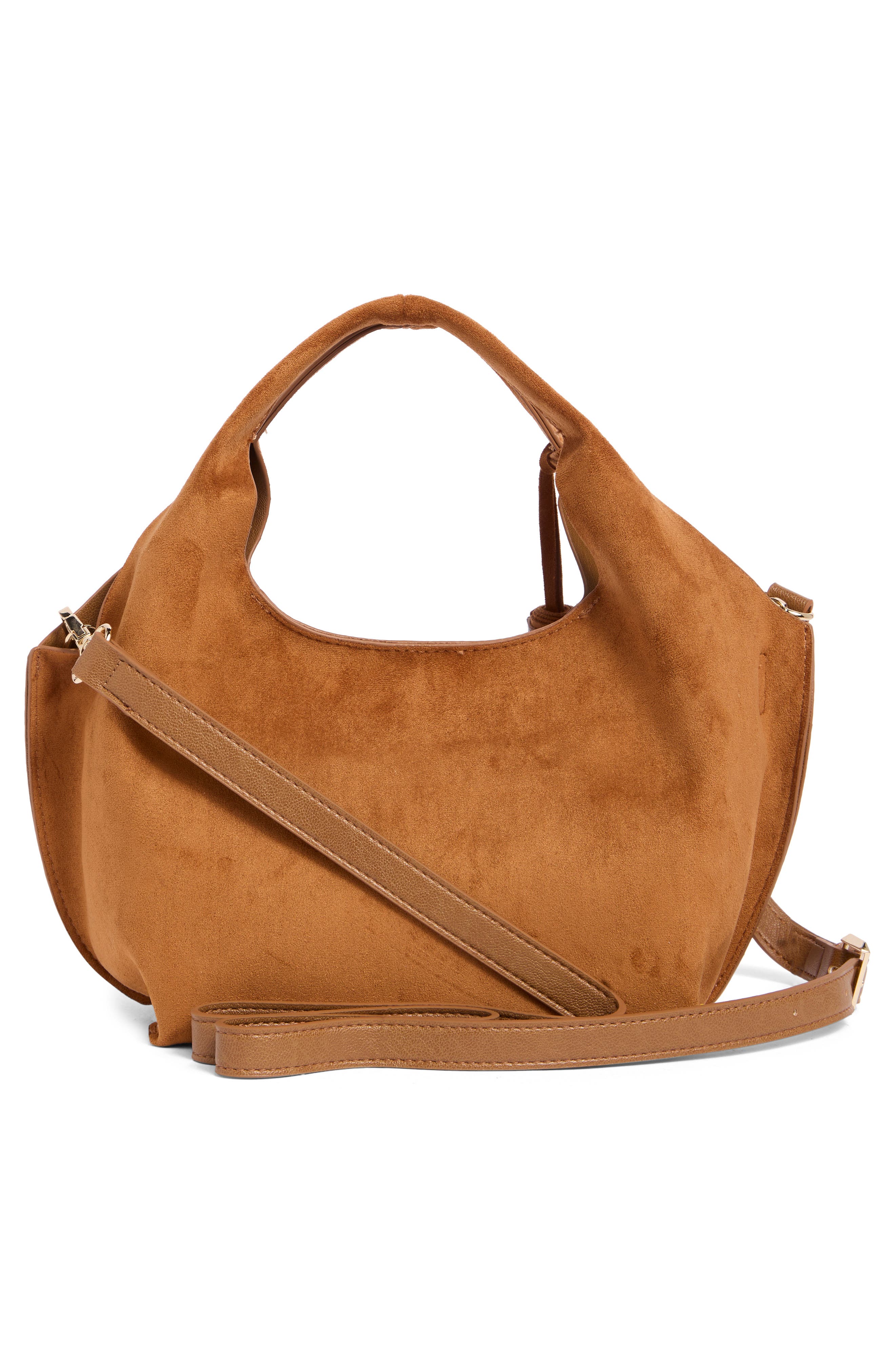 Galen Faux Suede Crossbody Bag, Alternate, color, COGNAC