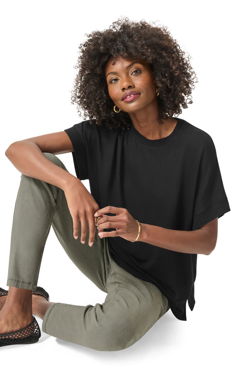 Splendid Supersoft Short Sleeve Sweatshirt, Alternate, color, Black