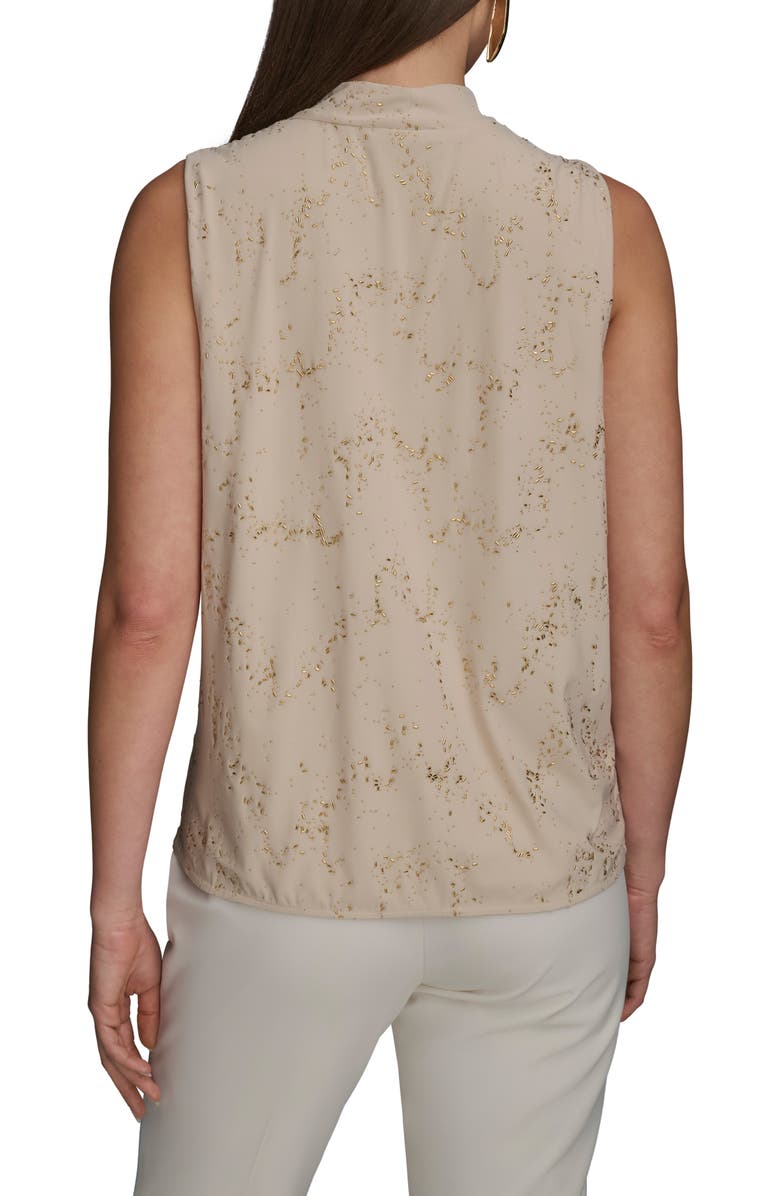 Donna Karan New York Metallic Cowl Neck Sleeveless Top, Alternate, color, Sand
