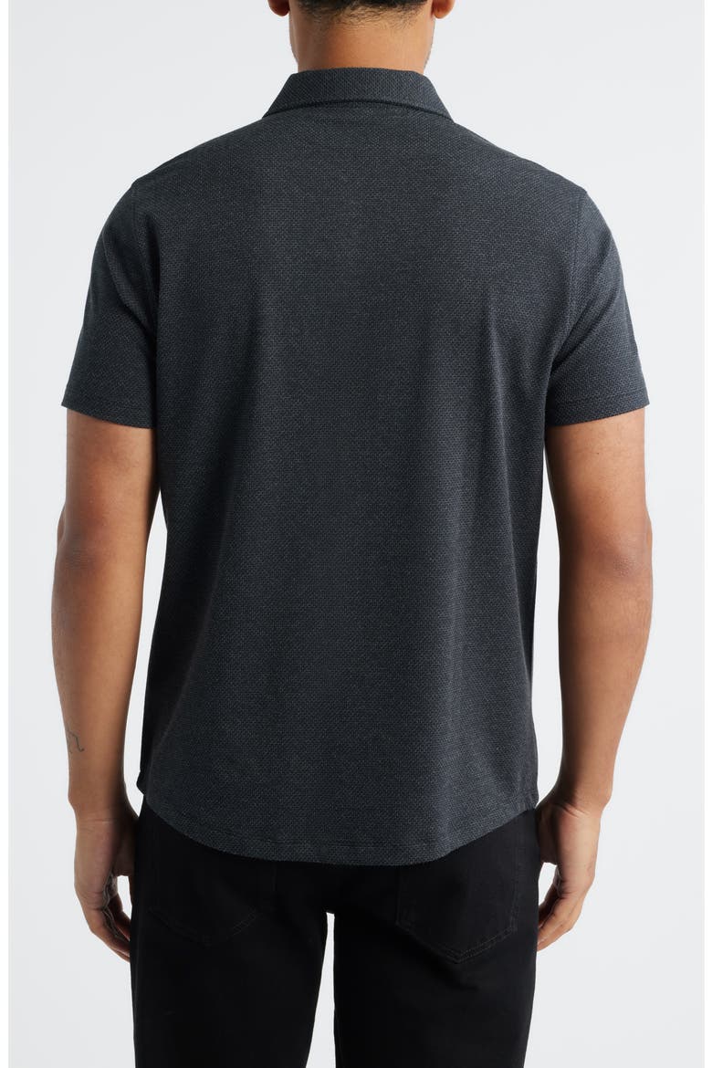 Keyes Slim Fit Microprint Short Sleeve Knit Button-Up Shirt, Alternate, color, BLACK