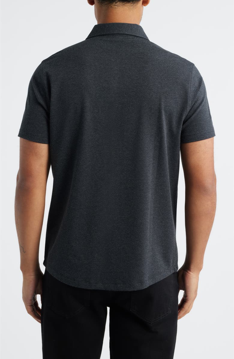 Robert Barakett Keyes Slim Fit Microprint Short Sleeve Knit Button-Up Shirt, Alternate, color, Black