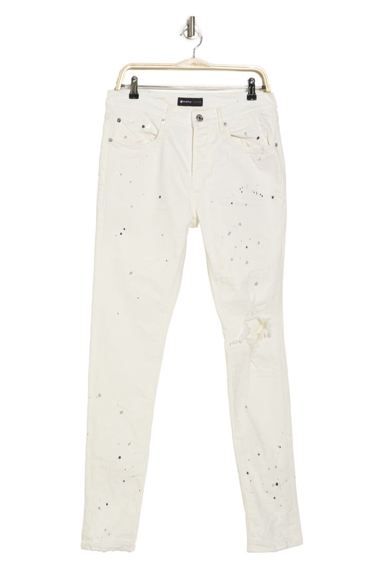 Low Rise Skinny Jeans, Alternate, color, OPTIC WHITE PAINT BLOWOUT