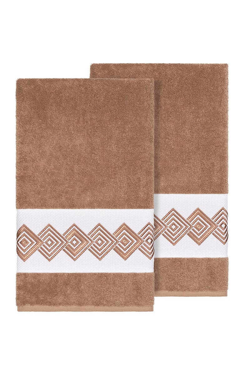 Linum Home Textiles Noah Embellished Bath Towel - Set of 2 - Latte, Alternate, color, Latte