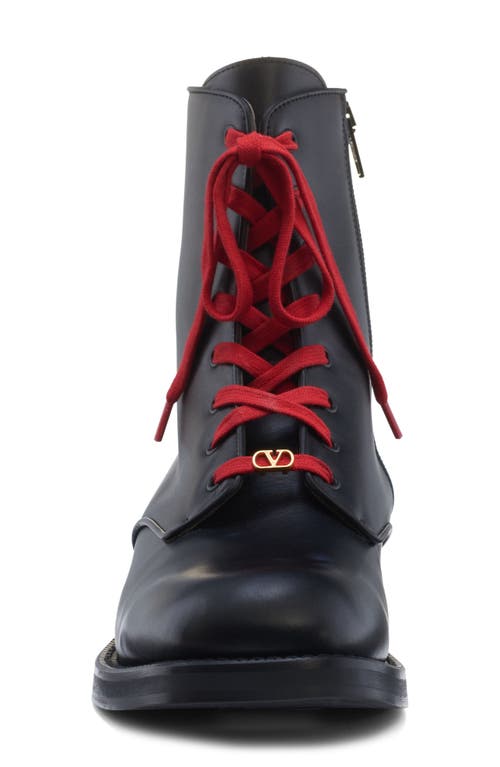 Valentino Calfskin Ankle Boots With Double Laces In Black