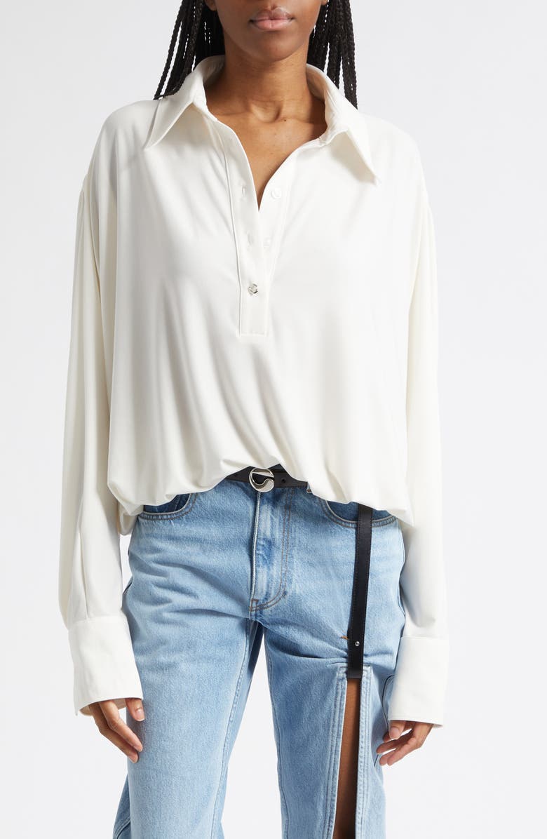 Coperni Oversize Draped Bodysuit, Main, color, White