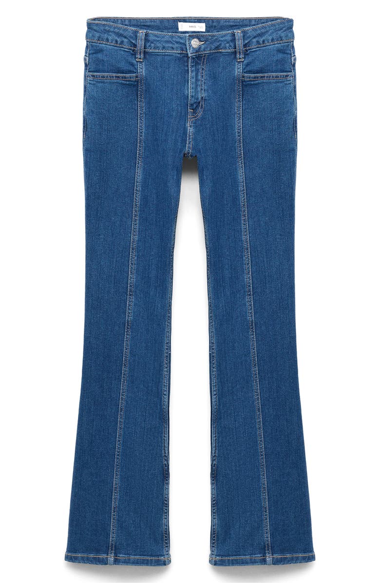 MANGO TEEN Star Pocket Mid Rise Flare Jeans, Alternate, color, Dark Blue