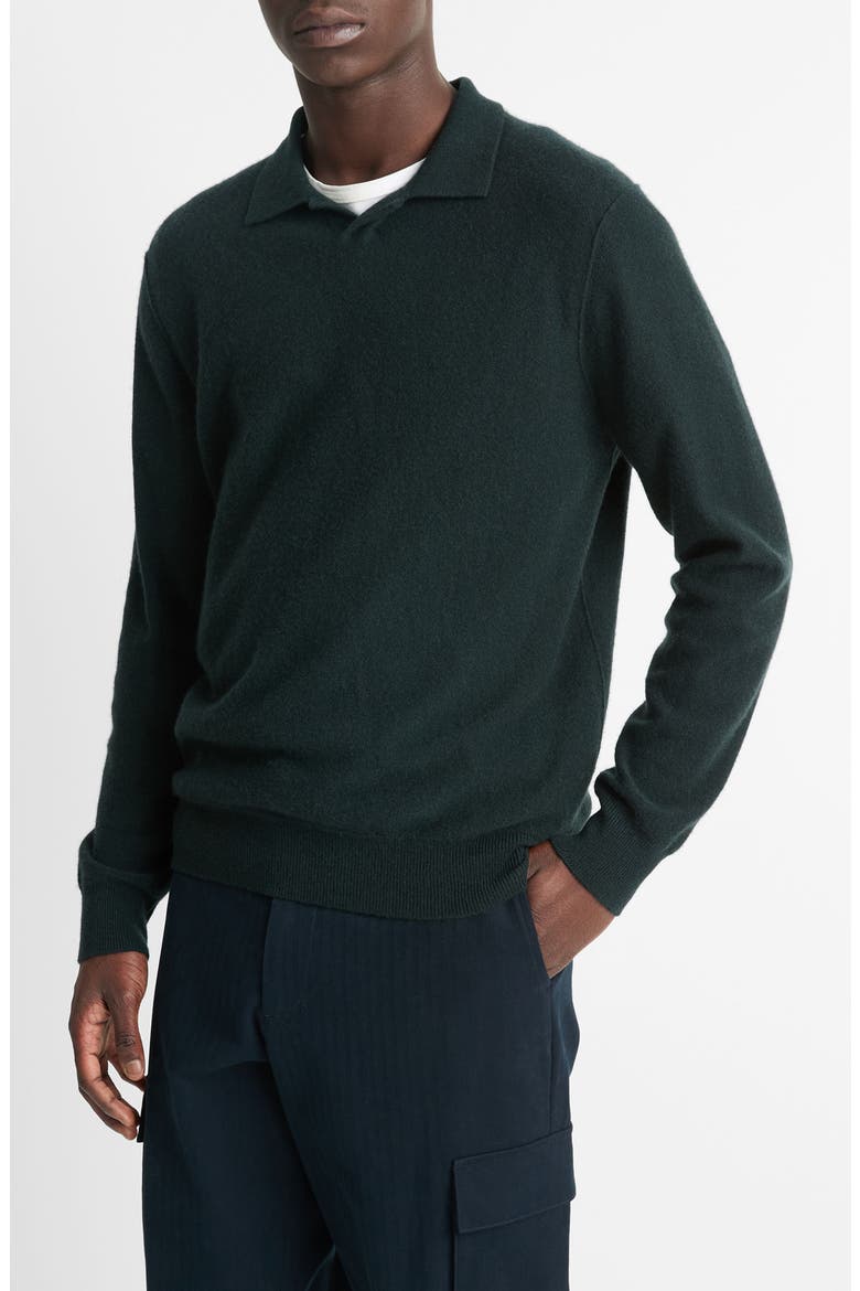 Boiled Cashmere Johnny Collar Sweater, Main, color, DEEP JEWEL