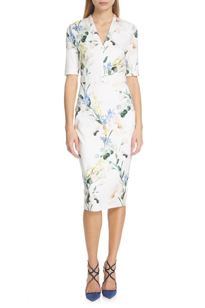 Lylli Elegance Pencil Dress, Main, color, WHITE