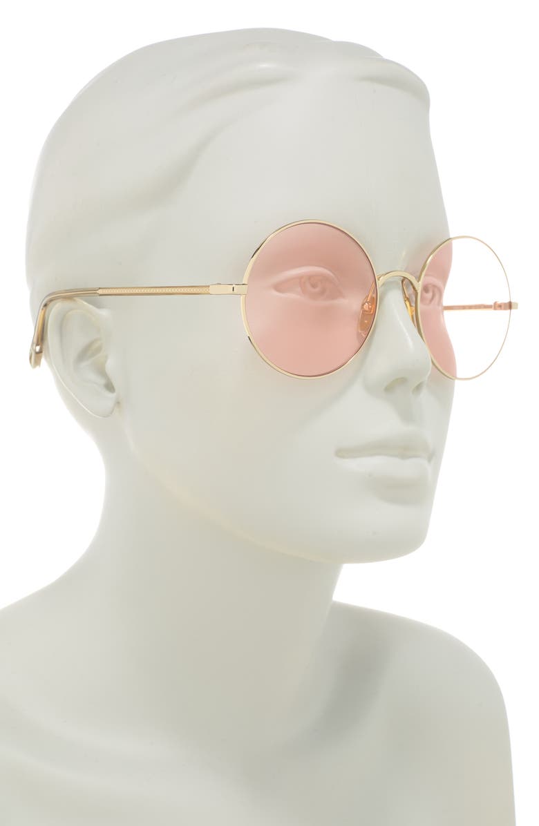 Chloé 56mm Double Layer Round & Square Sunglasses, Alternate, color, Gold Brown