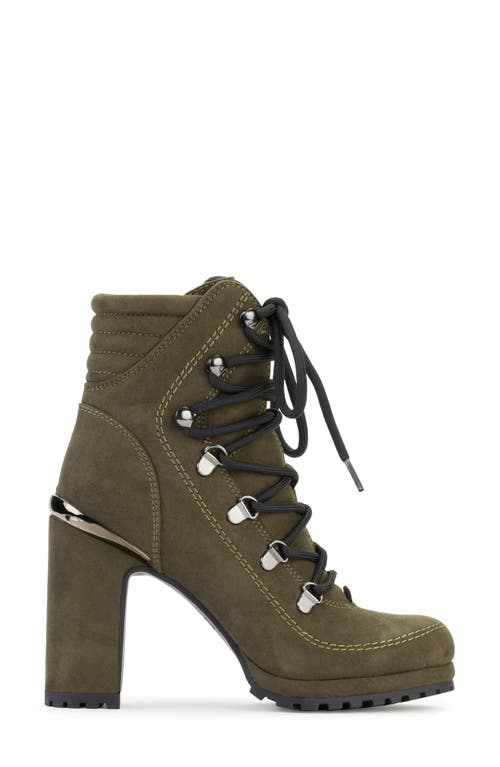Dkny Lenni Womens Faux Leather Lug Sole Booties In Green