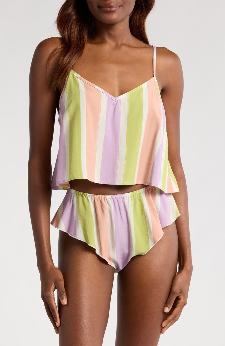 KILO BRAVA Stripe Crop Camisole & Tap Shorts Set, Main, color, Painted Stripe