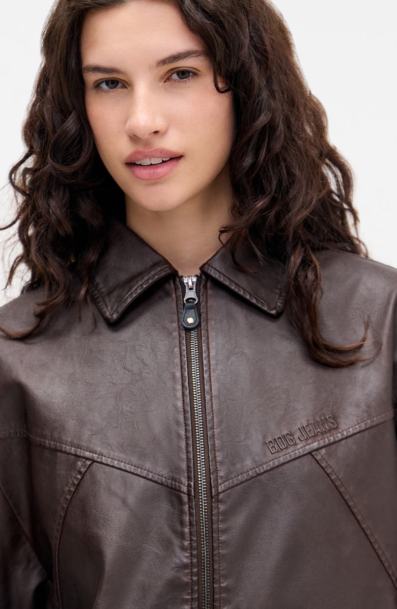 BDG Urban Outfitters Francis Faux Leather Bomber Jacket, Alternate, color, Brown