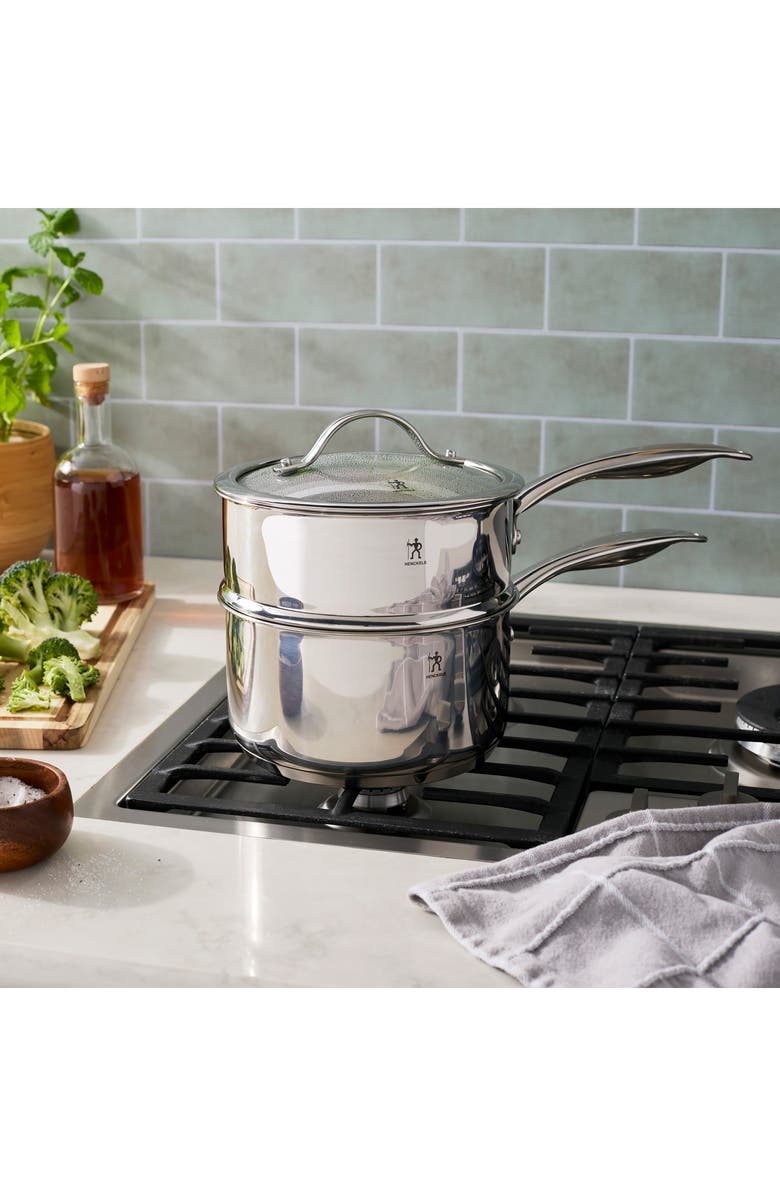 HENCKELS CUTLERY Aragon 2.5-Quart Stainless Steel Steamer & Sauce Pan with Lid, Alternate, color, Silver