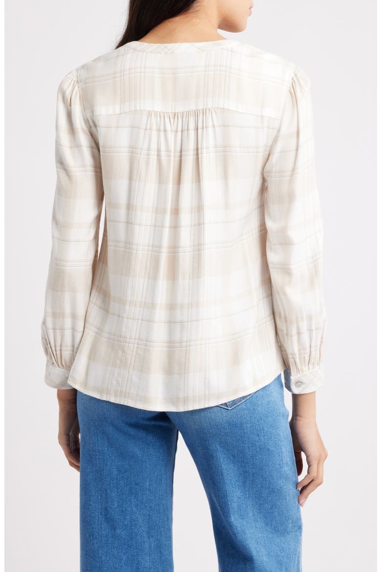Pearl Beach Plaid Flannel Button-Up Shirt, Alternate, color, COCONUT
