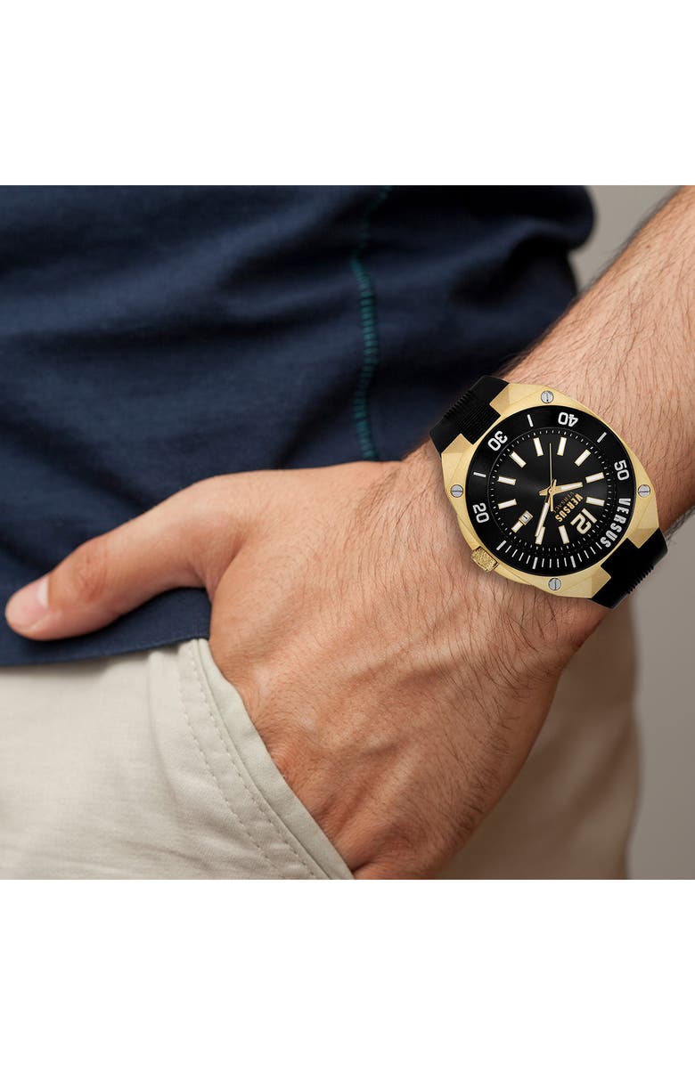 VERSUS Versace Versus Reaction Three-Hand Quartz Silicone Strap Watch, 48mm, Alternate, color, 