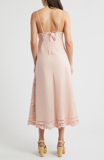 Richelieu Floral Embroidery Linen Slipdress