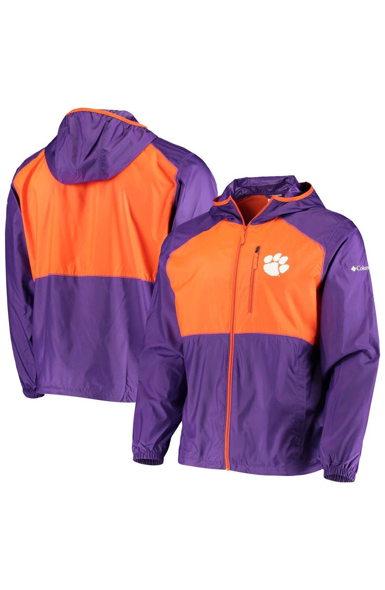 Columbia Men's Columbia Purple/Orange Clemson Tigers Flash Forward Hoodie Full-Zip Lightweight Windbreaker, Alternate, color, 