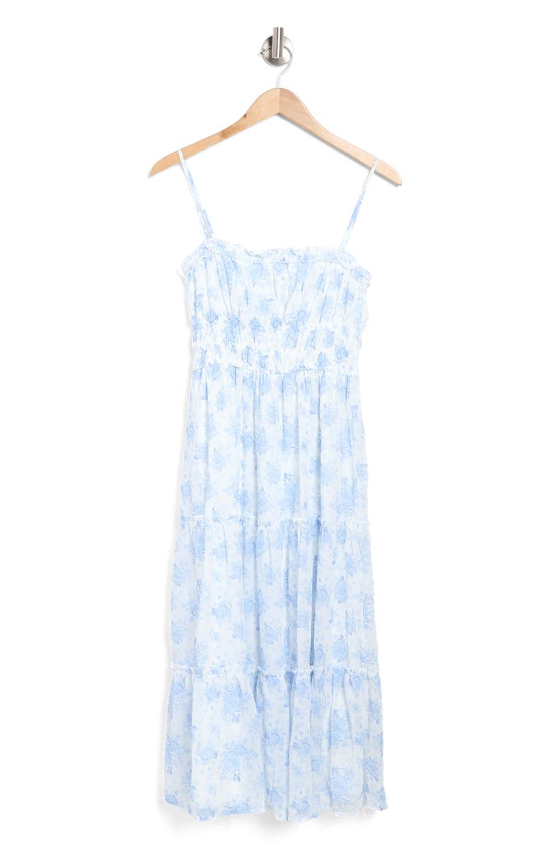 Row A Emma Floral Shirred Midi Dress, Main, color,