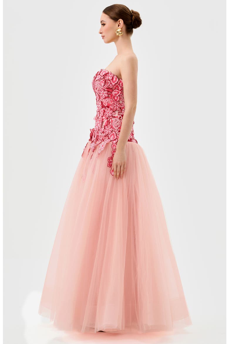 Poppi Strapless Floral Gown, Alternate, color, PINK