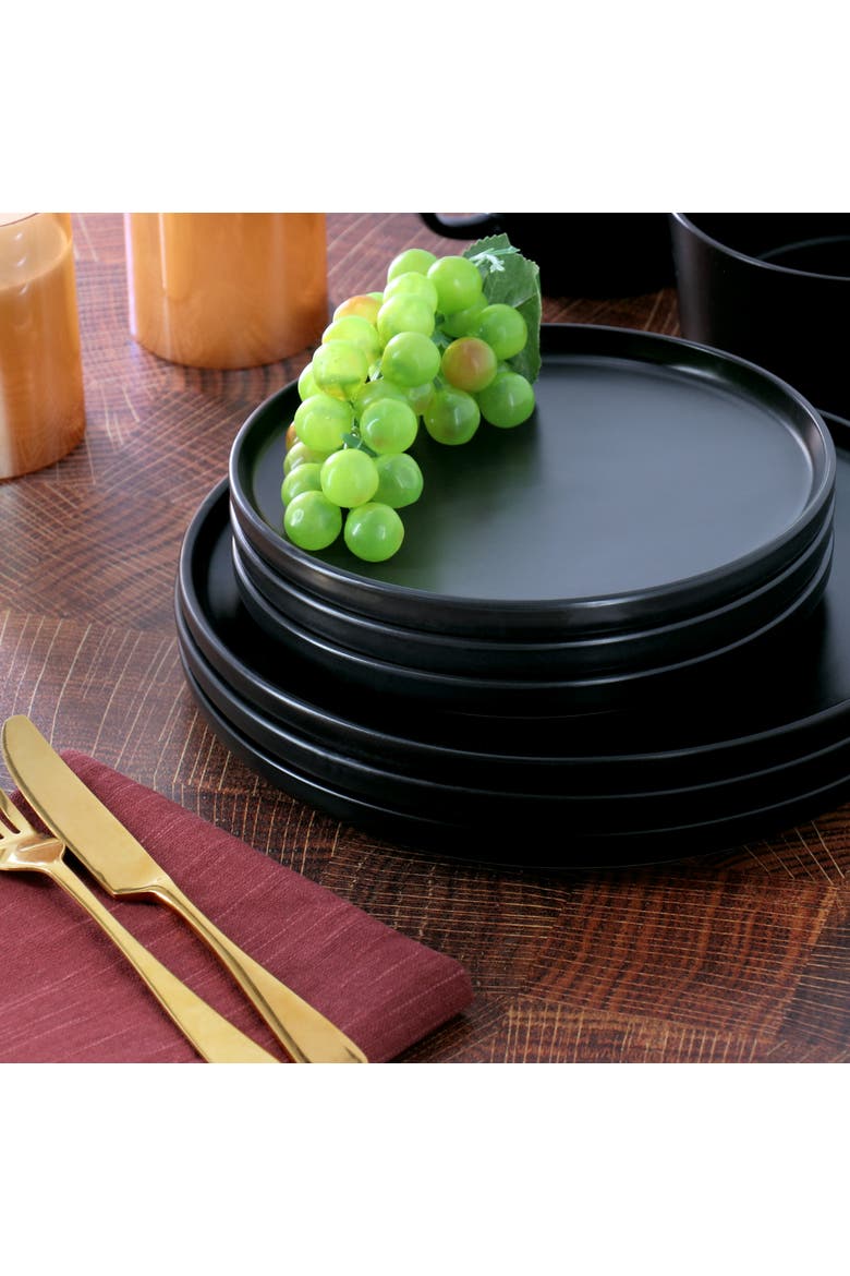 Luxmatte Black 16 Piece Dinnerware Set, Alternate, color, Black