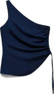 MANGO Gathered One-Shoulder Denim Top