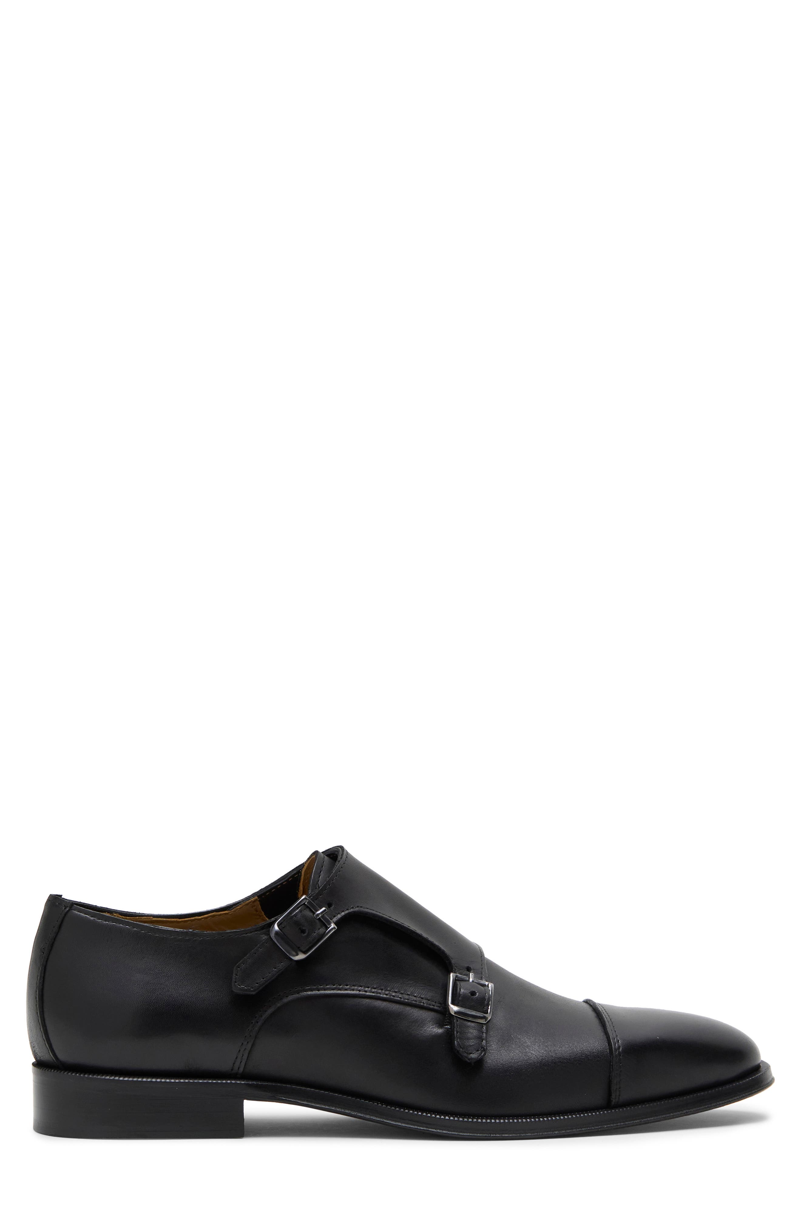 Montgomery Double Monk Strap Leather Shoe, Alternate, color, CRUST PAOLO BLACK