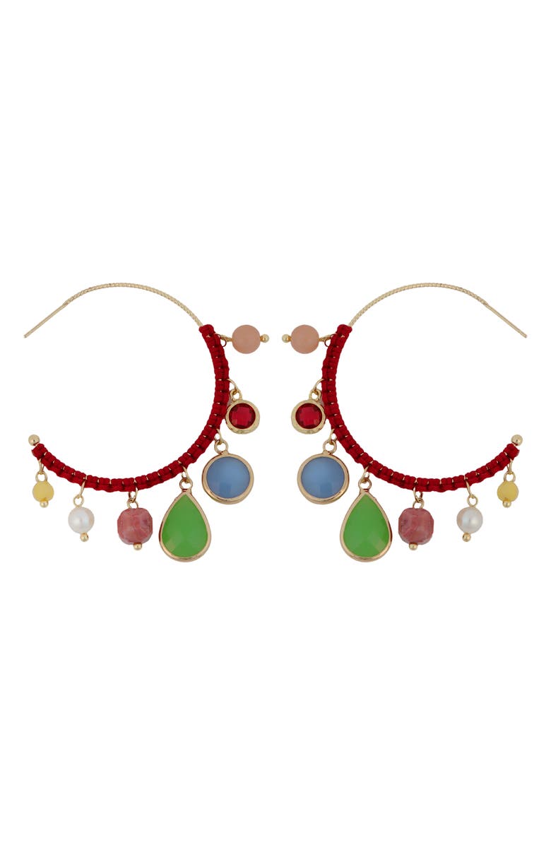 Panacea Mutli Stone Hoop Earrings, Main, color, Red Multi