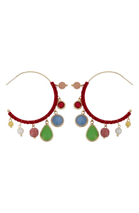 Mutli Stone Hoop Earrings