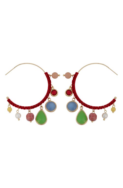 Panacea Mutli Stone Hoop Earrings In Multi