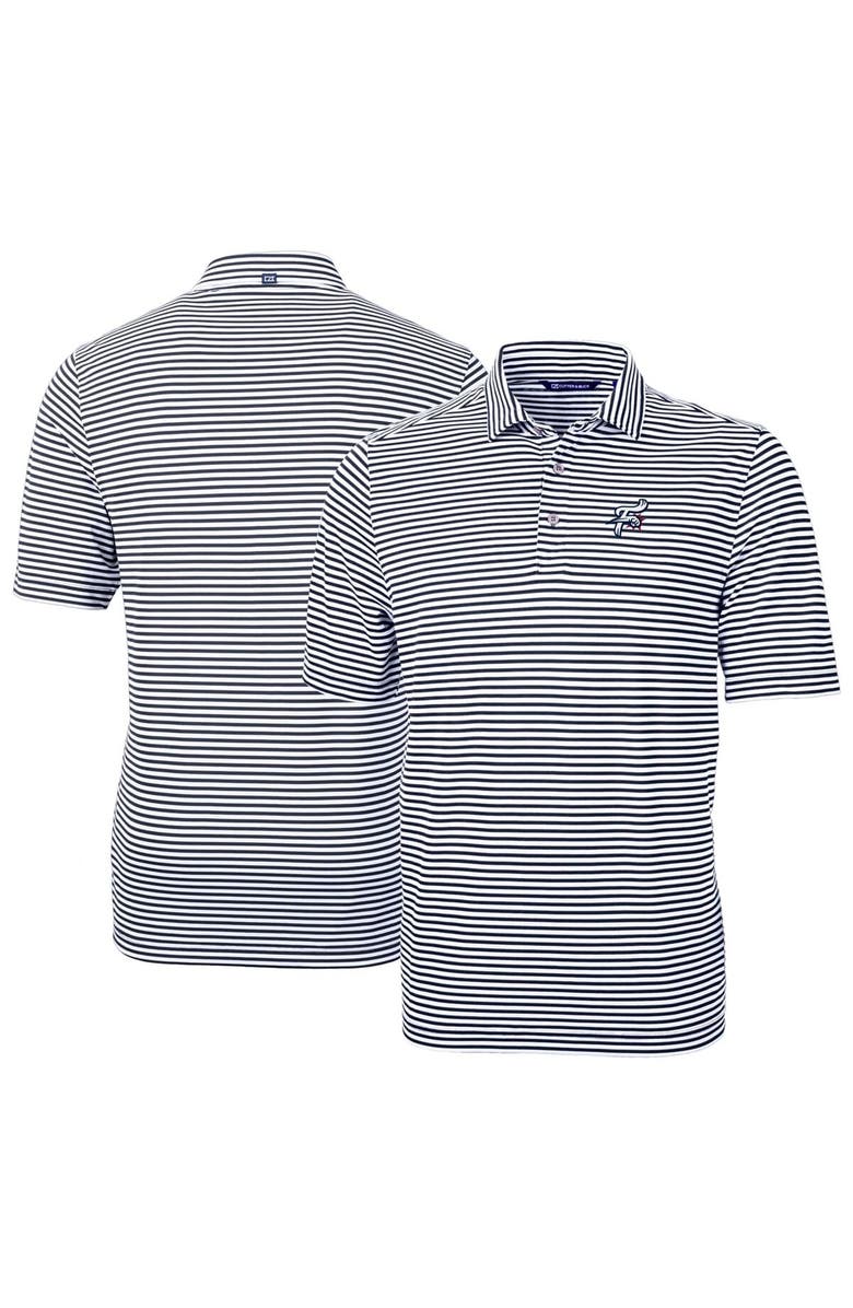 Cutter & Buck Men's Cutter & Buck Navy Reading Fightin Phils DryTec Virtue Eco Pique Stripe Recycled Polo, Main, color, 