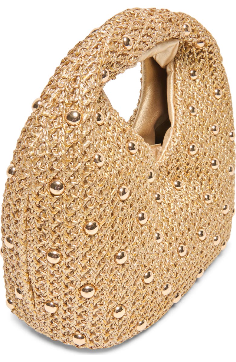 Dolce Vita Dahlia Studded Woven Raffia Handbag, Alternate, color, Gold