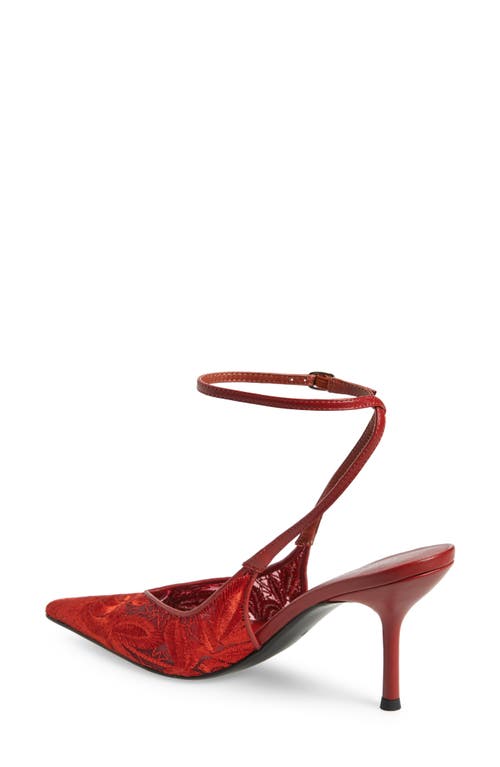 Jeffrey Campbell Exec Ankle Strap Pointed Toe Pump In Brick Red